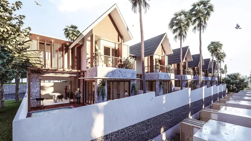 backed view tropical hills villa