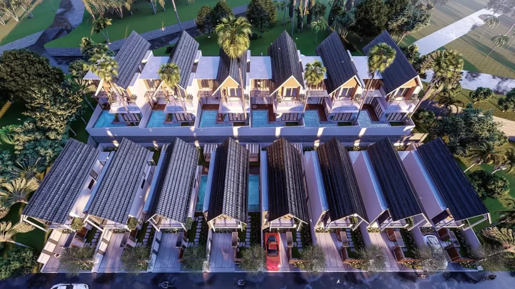 bird view tropical hills villa