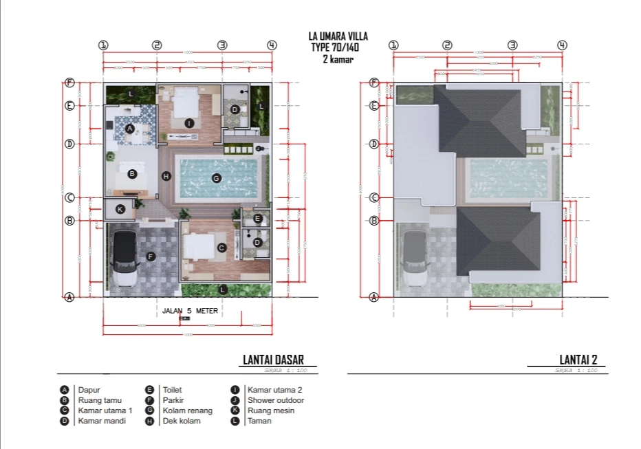 La Umara Villa Ungasan – Layout Lantai 1